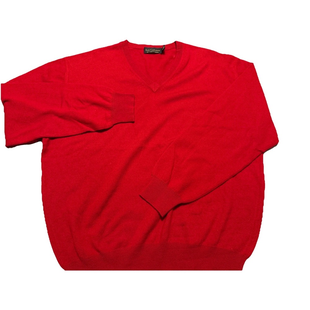 Lux Cashmere Brand V-neck Sweater Is Crafted From 100% Cashmere. Size L Red